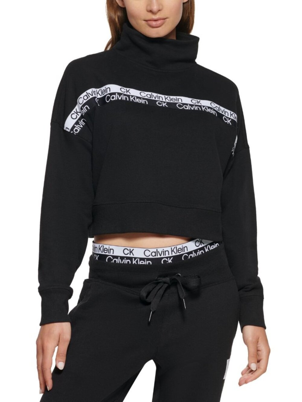 Calvin Klein Womens Activewear Performance Double-Stripe Logo Pullover